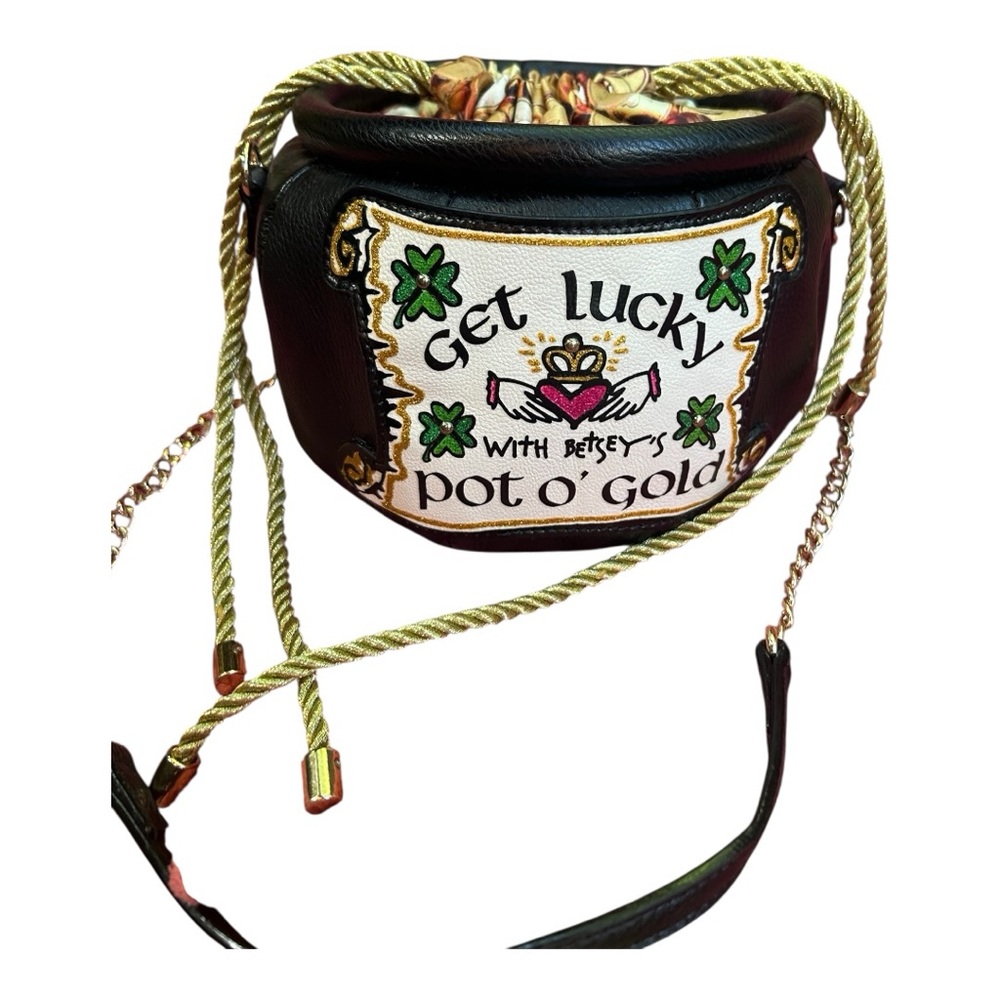 Betsey johnson RARE collectors Black Pot O' Gold Bag Get Lucky - Picture 2 of 12